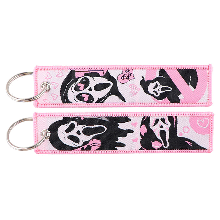 Wholesale  Cartoon Woven Label Keychain Lanyard   Fabric Keychain