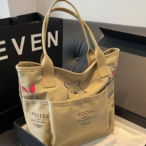 Wholesale Retro tote bag for women, large capacity canvas bag for class, book carrying bag, commuting shoulder bag