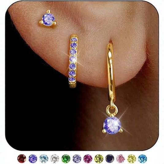 Wholesale Brass genuine gold electroplated earrings niche set earrings three piece set earrings buckle earrings