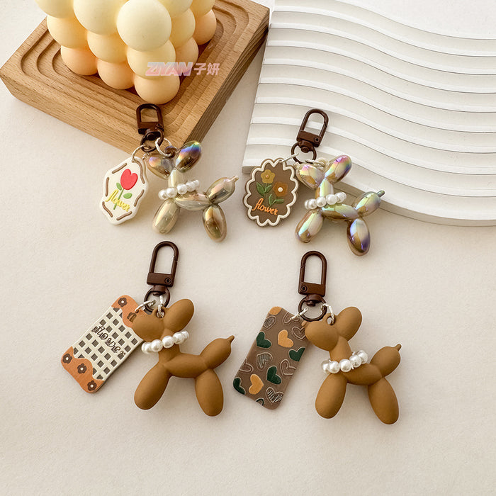 Wholesale Brown flower balloon keychain pendant couple earphone women's bag ornaments