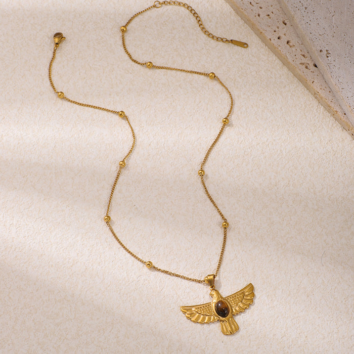 Wholesale Tiger' s Eye 304 Stainless Steel Stainless Steel Clavicle Necklace