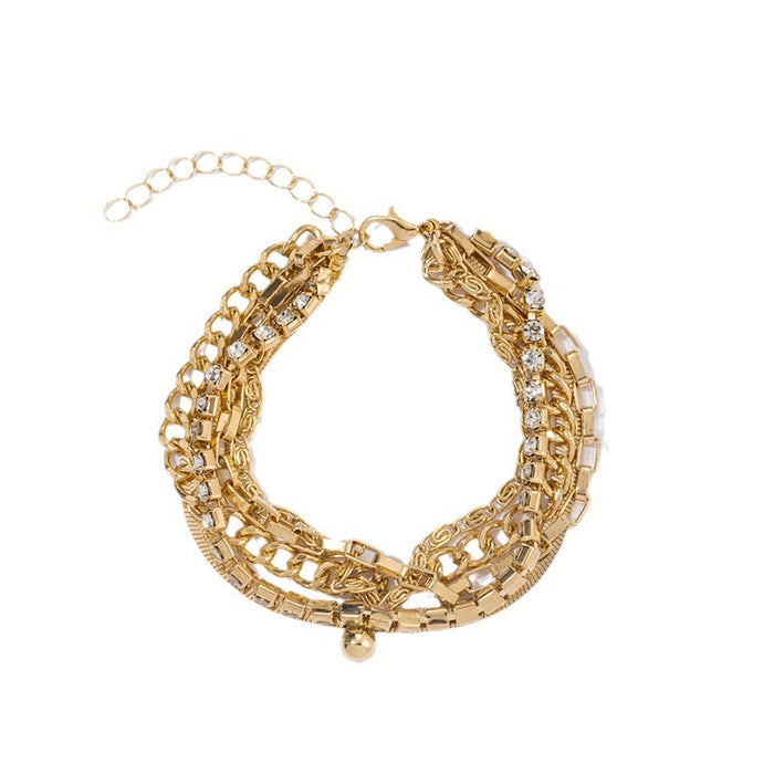 Wholesale Jewelry alloy multi-layer stacked bracelet, personalized and niche diamond inlaid bracelet