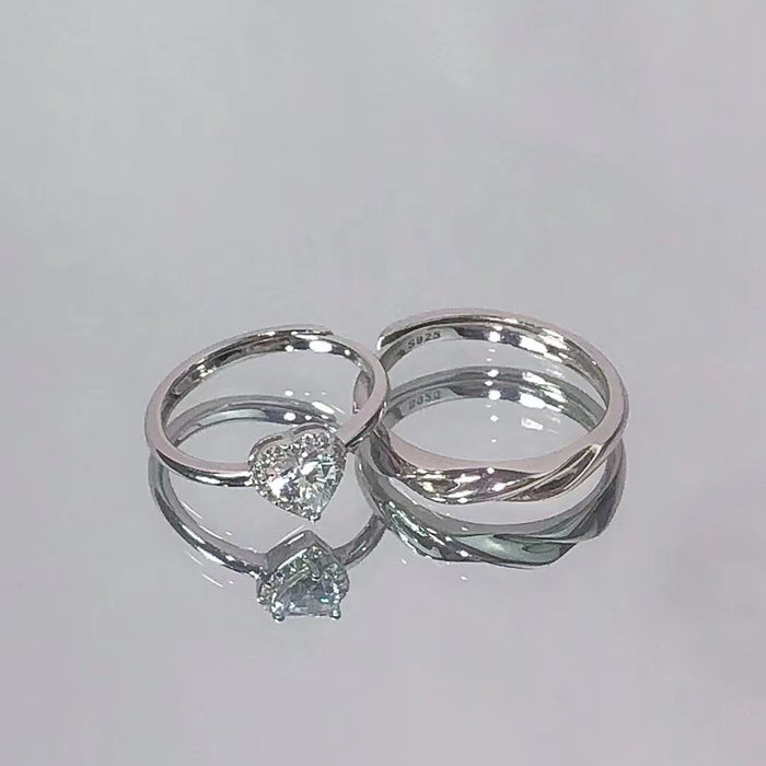 Wholesale Couple's ring for men and women, light luxury, niche, simple and fashionable, star point matching ring with adjustable opening