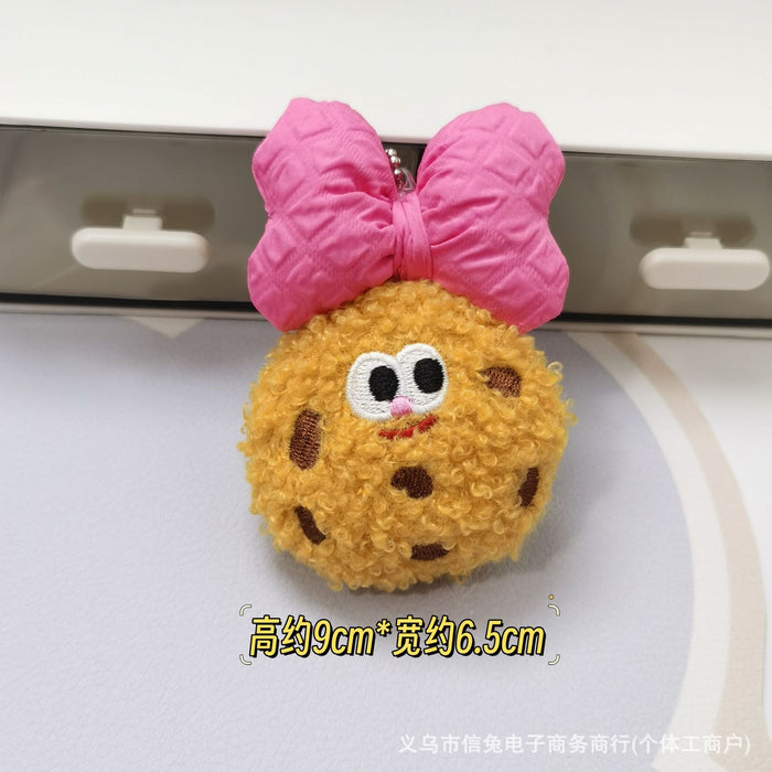 Wholesale Cute Creative Bow Cookie Pendant Cute Fun Biscuit Plush Doll Keychain Bag Car Pendant Decoration