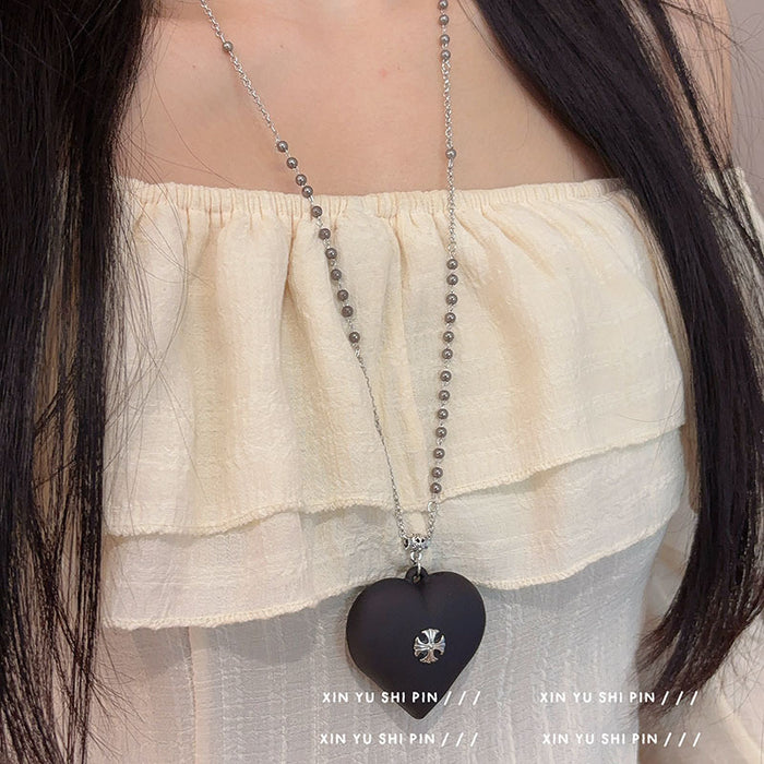 Wholesale Love Pearl Necklace Long Fashionable Versatile Sweater Chain Light Luxury Premium Sweater Chain Neck Chain