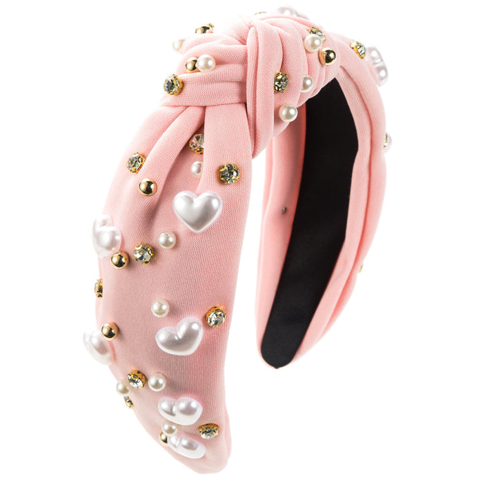 Wholesale Valentine' s Day Heart-Shaped Pearl Wide Headband