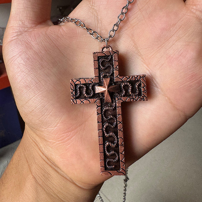 Wholesale Retro openable double-layer cross snake necklace holiday gift pendant