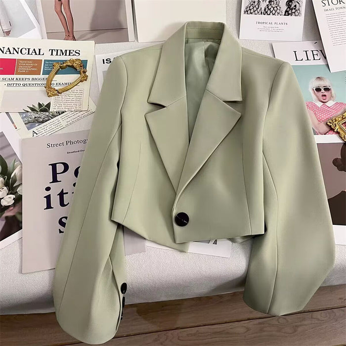 Wholesale Short Suit Jacket for Women Short Stature Spring and Autumn Jade Green Versatile Small Suit for Students JDC-CTS-ZX005