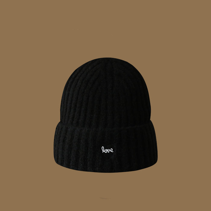 Wholesale Heart-embroidered knitted wool hat