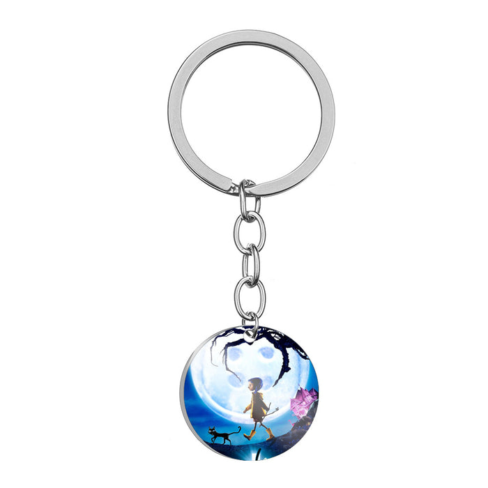 Wholesale Halloween Cartoon Color Printing Stainless Steel Keychain JDC-KC-HuanYu032