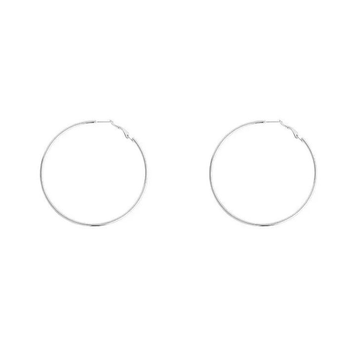 Wholesale Pure silver earrings with large circles, plain circles, and high-end feel. Round circle earrings