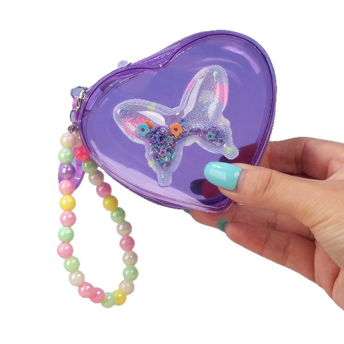 Wholesale Heart Butterfly Transparent Jelly PVC Coin Purse Stylish Fashion Accessory Gift