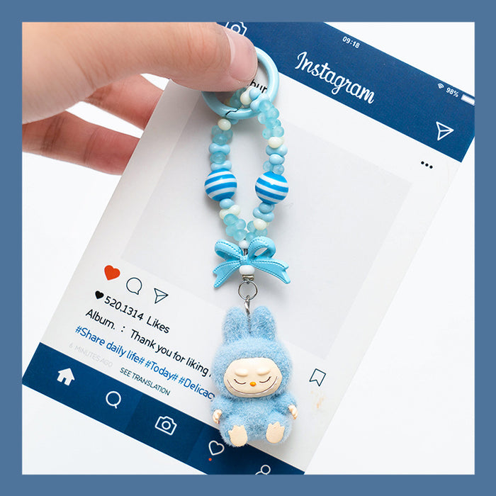 Wholesale Flocked mini keychain,  vinyl,  cute grain,  strolling bag,  mobile phone pendant,  cute ornament