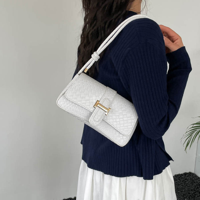 Wholesale Trendy Woven PU Crossbody Bag Black Urban Simple Daily Shoulder Bag