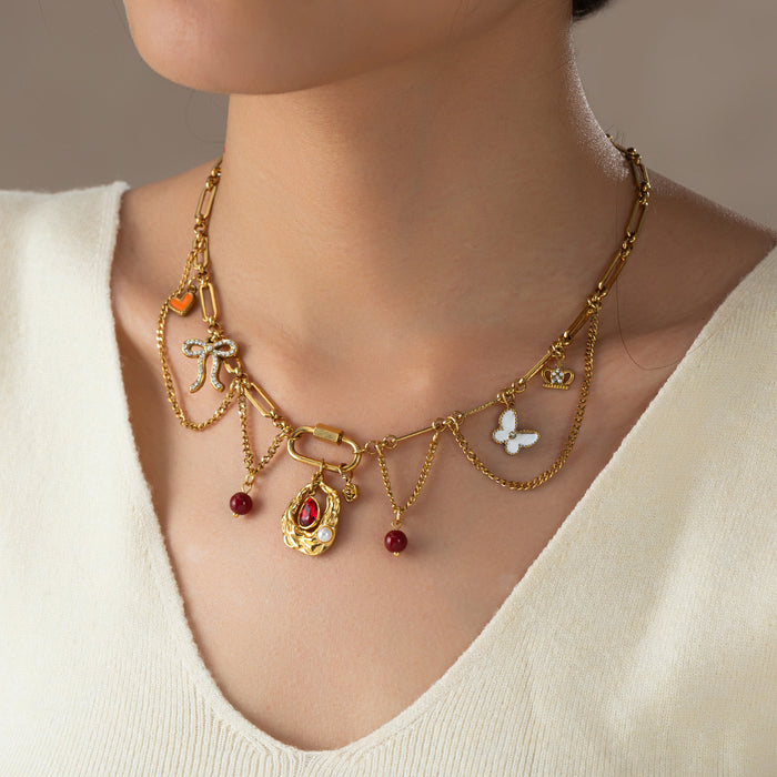 Wholesale Stainless steel beach necklace women's shell pendant starfish fashion collarbone chain heart-shaped butterfly