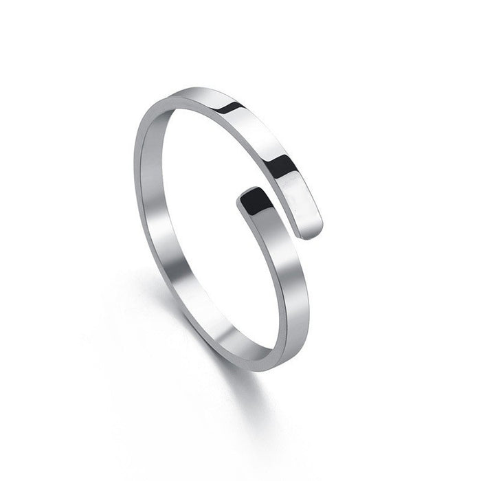 Wholesale DIY Engraving Adjustable Plain Ring Titanium Steel Open Ring JDC-RS-BiA010