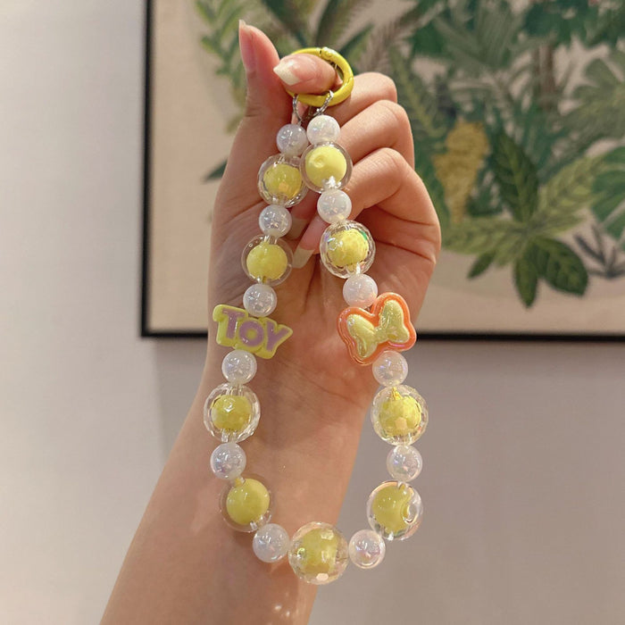 Wholesale DIY Handmade Beaded Keychain Pendant with Colorful Round Beads for Students, School Backpacks, Car Keychains