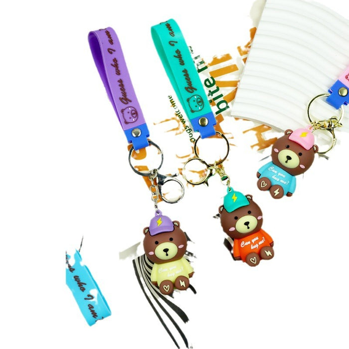 Wholesale Creative Cartoon Big Brown Bear Keychain Pendant Cute Men's and Women's Backpack Car Hanging Small Gifts