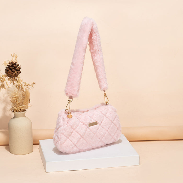 Wholesale Autumn and Winter Plush Bags New Versatile Shoulder Bags Niche Design High-end Armpit Bags JDC-SD-JF004