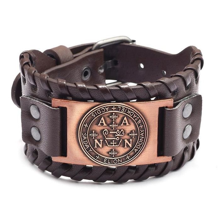 Wholesale Multi-layer Leather Wolf Head Men's Bracelet JDC-BT-FengH002