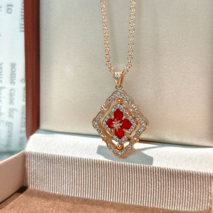 Wholesale Rotating Four-Leaf Clover White Shell choker necklace