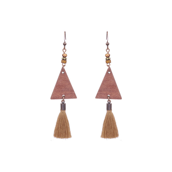 Wholesale Bohemian Wooden Earrings Hollow Flower Geometric Jewelry Accessory MOQ≥2