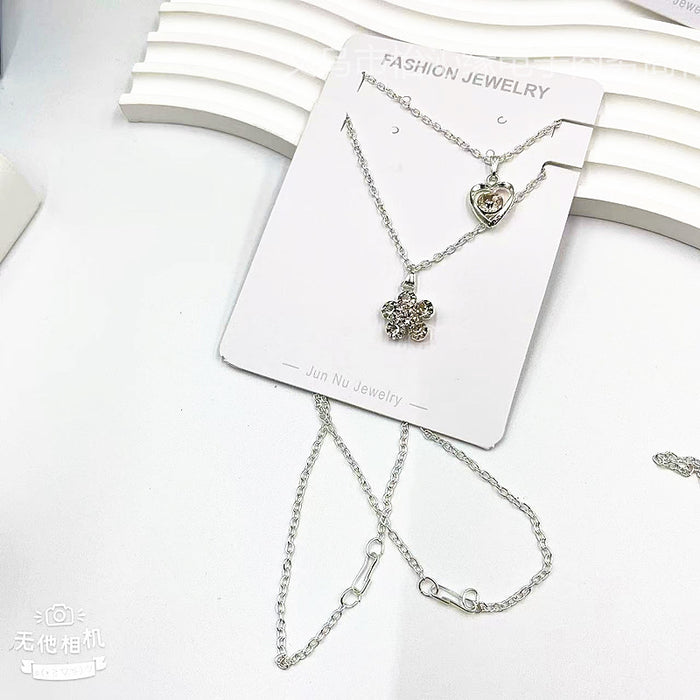 Wholesale New 2-piece necklace set with simple rhinestone for girls, collarbone chain, and student necklace set