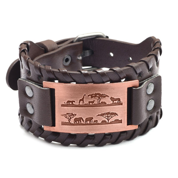 Wholesale Multi-layer Leather Wolf Head Men's Bracelet JDC-BT-FengH002