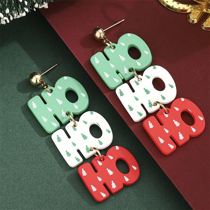 Wholesale Christmas earrings for women cartoon Christmas tree elk tassel  earrings