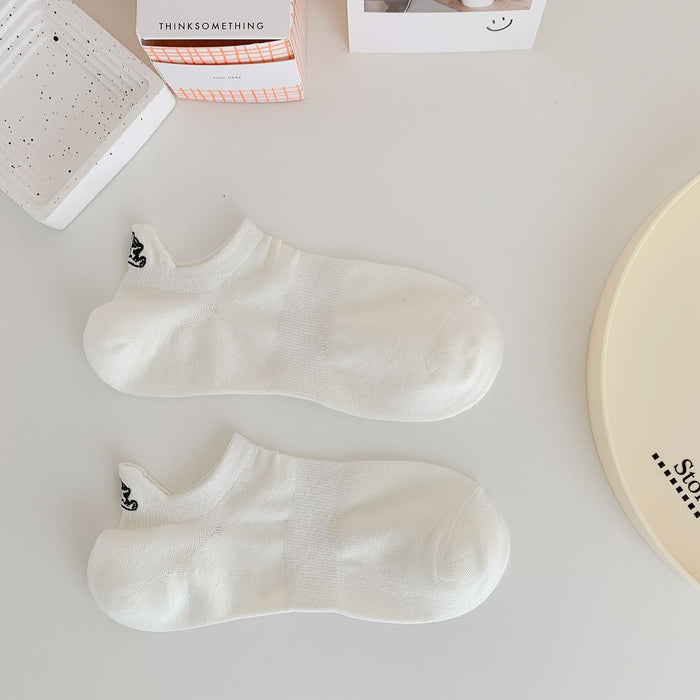 Wholesale Socks, boat socks, cute smiling face embroidery, invisible socks, cotton socks, shallow mouth socks