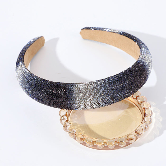 Wholesale Shiny rhinestone gradient sunset afterglow headdress full of diamonds simple high-end full diamond headband headdress for women