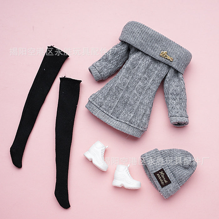 Wholesale  mini doll wool jumpsuit hat pants toy clothes
