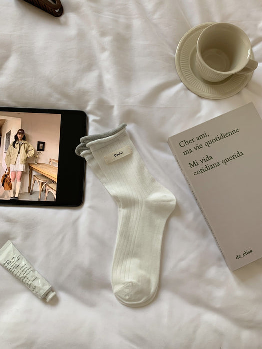 Wholesale Versatile vertical striped socks, thin, simple, versatile, rolled edge stacking socks