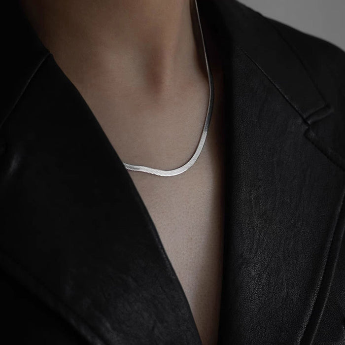 Wholesale Minimally designed snake bone chain, titanium steel necklace, plain chain, niche design, collarbone chain accessories