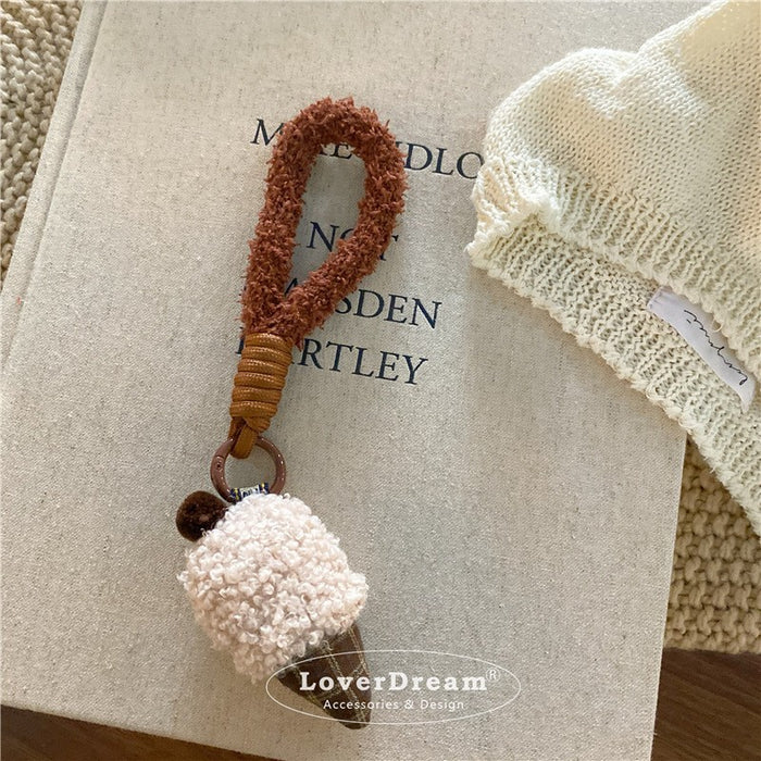 Wholesale Milk Tea Coffee Color Puppy Pendant Keychain Bag Pendant for Women