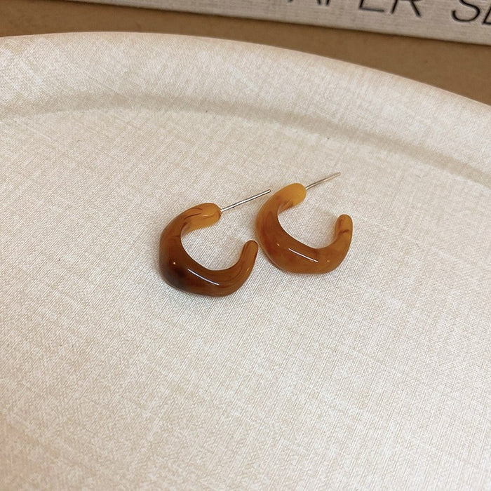 Wholesale  silver needle geometric irregular resin earrings heart earrings