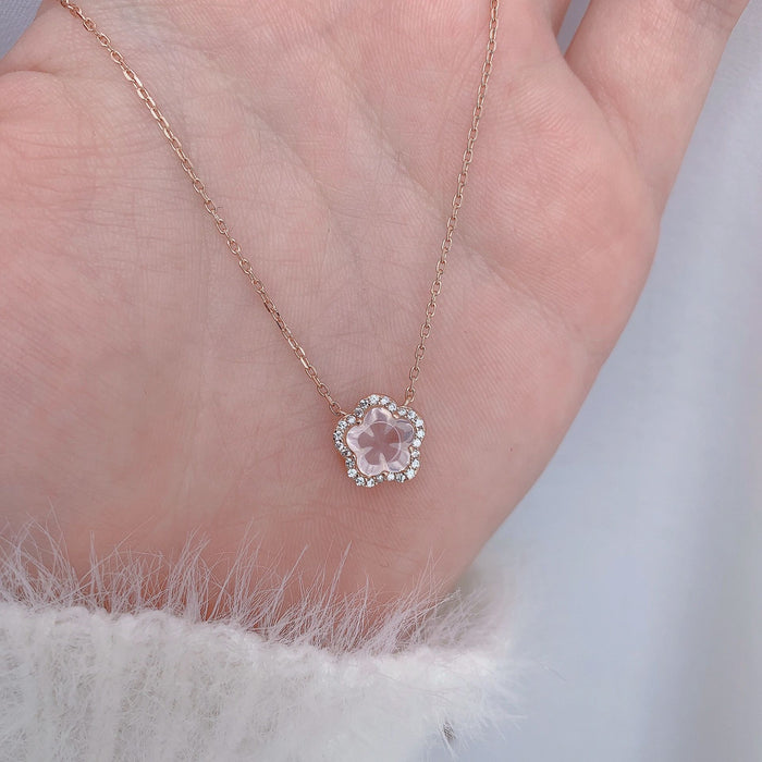 Wholesale Pure silver necklace, women's pendant, niche design, floral collarbone chain