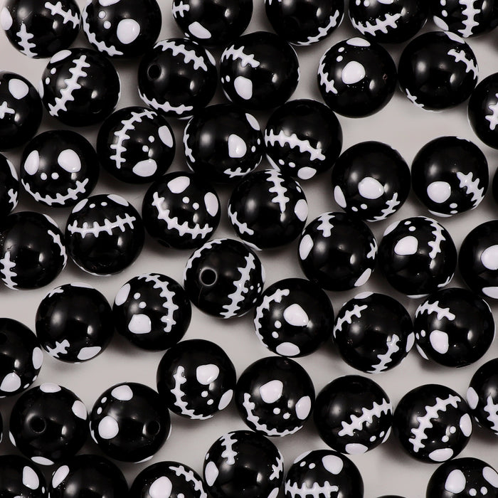 Wholesale 100pcs Acrylic Halloween Hand-painted Ghost Face Beads JDC-BDS-LiuXia002