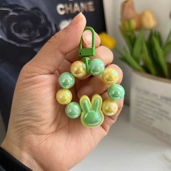 Wholesale Wholesale Fashion Electroplating Colorful Keychain Small Pendant Personalized and Versatile DIY Handmade Beaded Keychain