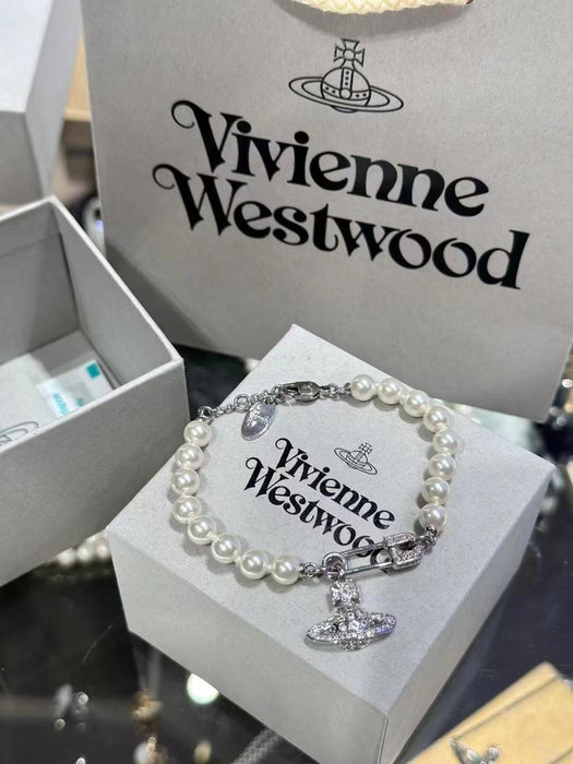 Wholesale  Full Diamond Pin Saturn Pearl Bracelet Women's  Pearl Bracelet