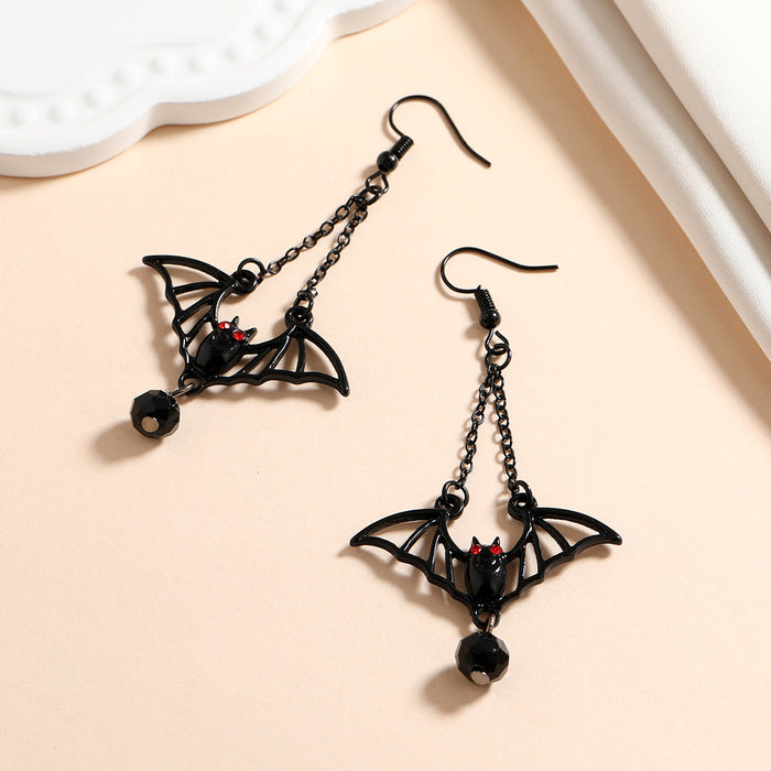 Wholesale Alloy Halloween Gothic Black Bat Earrings JDC-ES-HengX004