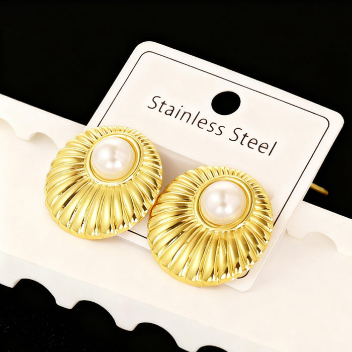 Wholesale Gold-plated titanium steel threaded earrings