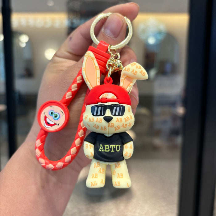 Wholesale  Letter Cool Rabbit Keychain Pvc Doll Pendant