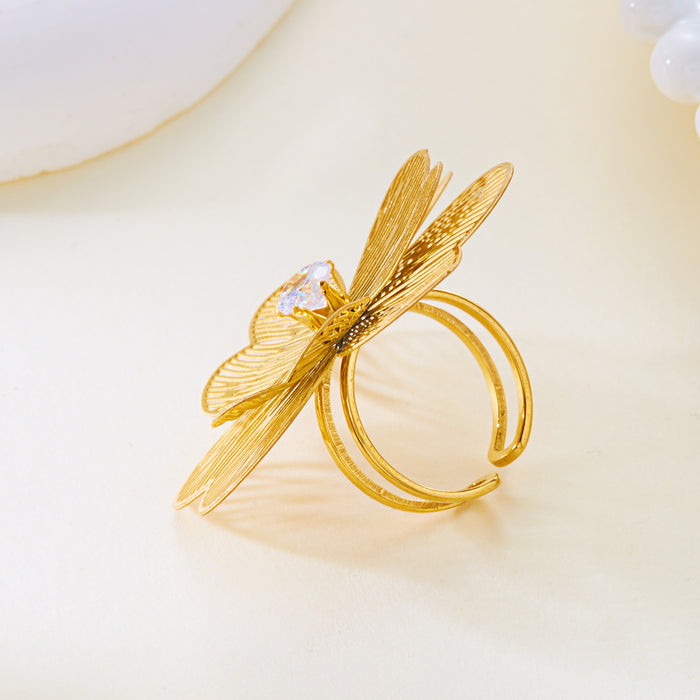 Wholesale Flower Retro Antique Stainless Steel Hollow Ring Personality New Ring