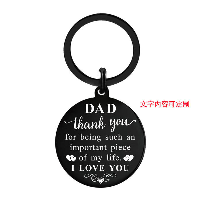 Wholesale Father's Day keychain stainless steel electroplating laser marking engraving