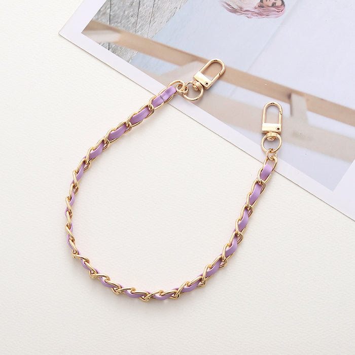 Wholesale Pearl Handheld Chain DIY Mobile Phone Case Accessories Metal Chain Keychains JDC-KC-GL003