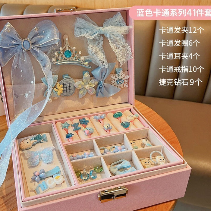 Wholesale Children' s New Headwear Girl Birthday Gift Jewelry Box Princess Girl Hair Accessories Set Gift Box Baby Hair Clip