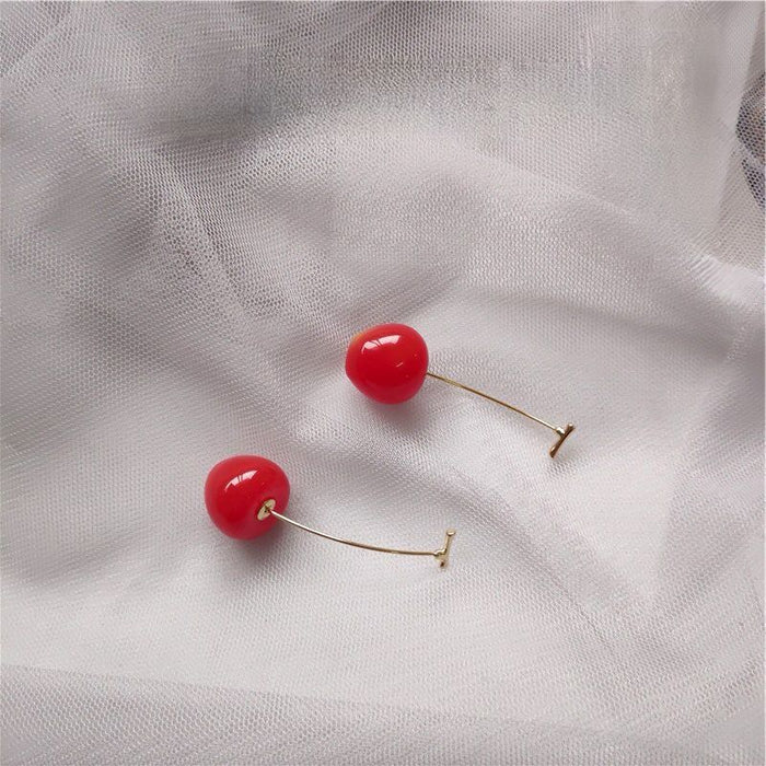 Wholesale Plastic Resin Cherry Drop Earrings Sweet Style Fashion Earrings
