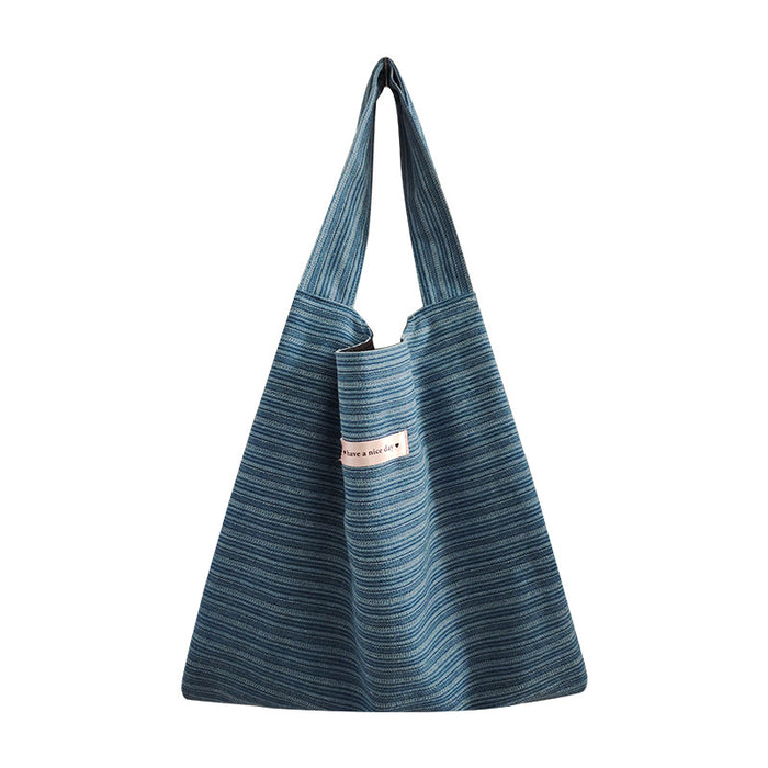 Wholesale Striped denim shoulder bag, commuting portable shopping bag