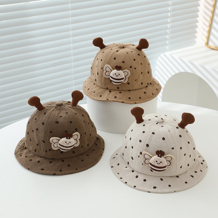 Wholesale Fleece Lined Kids Bucket Hat With Bee Pattern Autumn Casual Chic